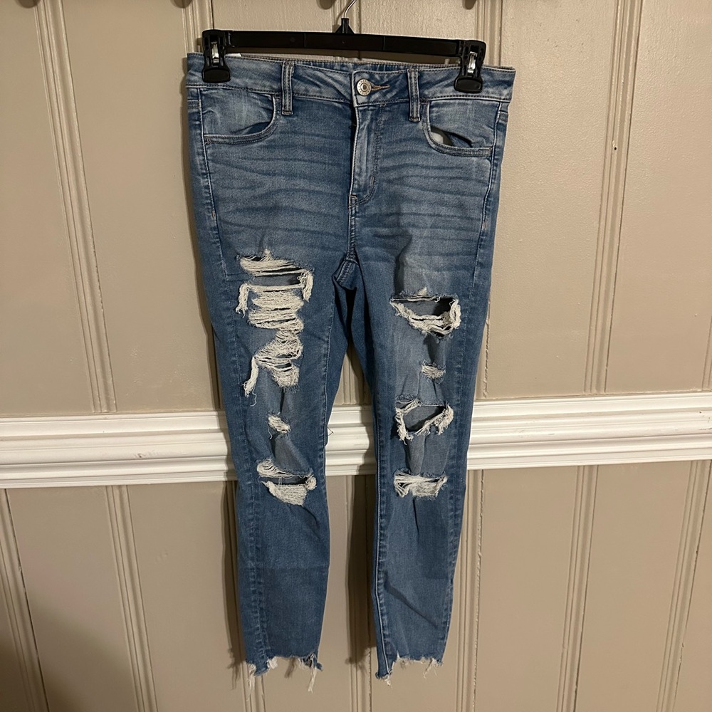 Distressed Blue Women's American Eagle Jeans